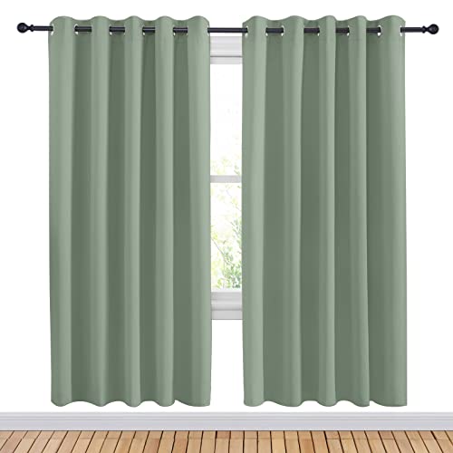 Greyish Green Blackout Draperies Curtains for Kids Room (Greyish Green / 70"W x 72"L (Pack of 2))