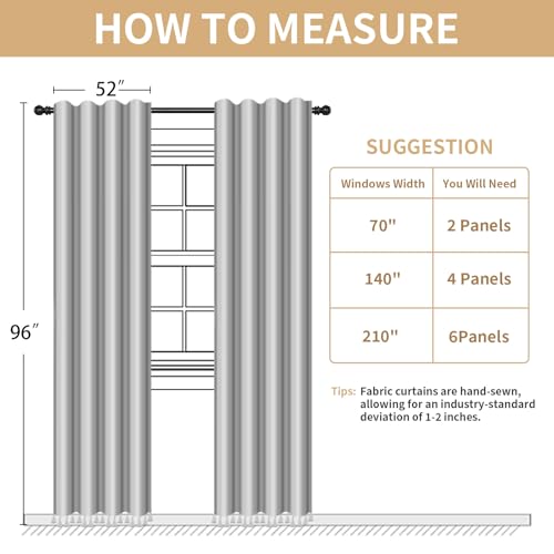 Boho Floral 100% Blackout Curtains 96 Inch 2 Panels Linen Texture (Blackout Vintage Florals / 52"W x 96"L (Pack of 2))