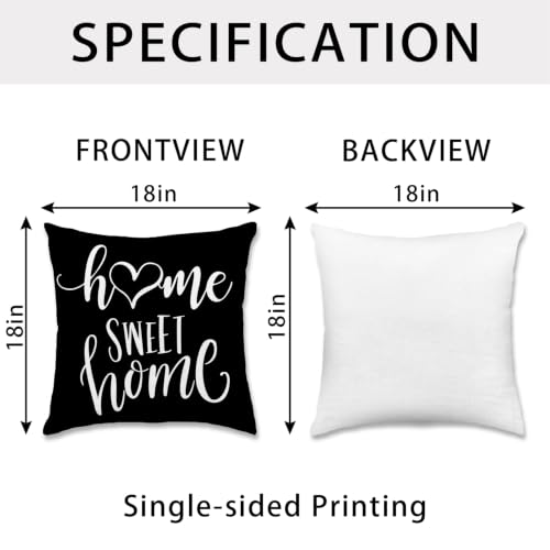 Throw Pillow Covers 18x18 (Black / 18" x 18" (Pack of 4))