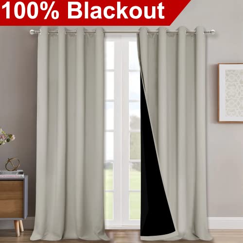 Natural Blackout Curtains for Bedroom 52" Wide x 90" Long 2 Panels (Natural / 52"W x 90"L (Pack of 2))