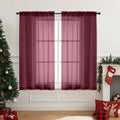 Burgundy Window Sheer Curtains 54 inch Length (42"W x 54"L (Pack of 2) / Burgundy)