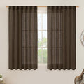Dark Brown Linen Curtains 54 Inch Length 2 Panels for Bedroom (Dark Brown / 52"W x 54"L (Pack of 2))