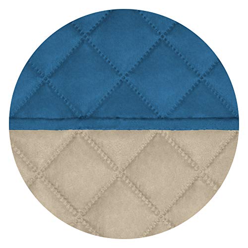 Reversible Quilted Couch Covers for Dogs Sofa Cover 4 Seater 88" (XX-Large / Peacock Blue/Beige)