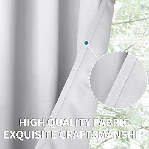 Greyish White Room Darkening Curtains 63 Inch for Bedroom (Greyish White / 46"W x 63"L (Pack of 2))