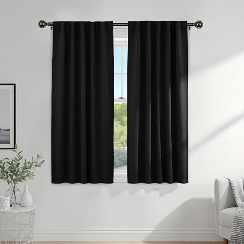 Blackout Curtains 63 inch Length (Black / 42"W x 63"L (Pack of 2))