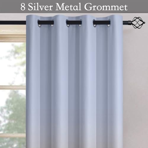 Ombre Gradient Burnt Orange White to Gray Curtains Bedroom 84L (52"W x 84"L (Pack of 2) / Burnt Orange and White)
