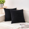 Pack of 2 Corduroy Decorative Throw Pillow Covers 16x16 Inch (Black / 16" x 16" (Pack of 2))