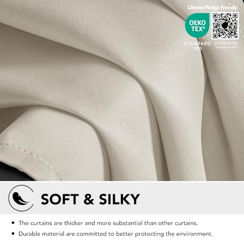 Blackout Curtains for Bedroom (Light Beige / 52"W x 72"L (Pack of 2))