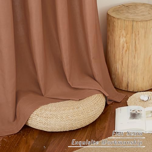 Caramel Linen Curtains for Kitchen (Caramel / 55"W x 102"L (Pack of 2))