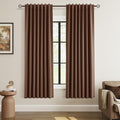 100% Blackout Curtains 72 Inch Length 2 Panels Set for Living Room Bedroom Back Tab Thermal Insulated Black Out Linen Drapes Room Darkening Window Curtains 72 Inches Long (Rustic Brown / 52"W x 72"L (Pack of 2))