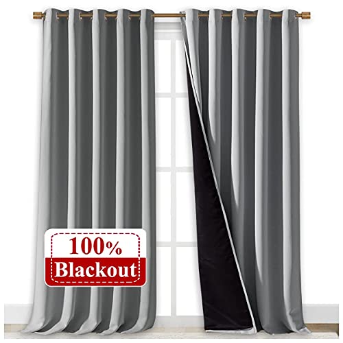 100% Blackout Blinds (Silver Grey / 70"W x 108"L (Pack of 2))