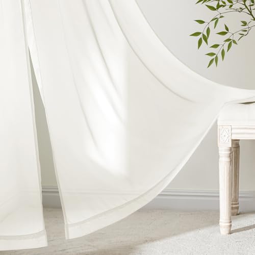 Ivory Sheer Curtains 72 Inches Long 4 Panels 42 x 72 Inches (42"W x 72"L (Pack of 4) / Ivory)