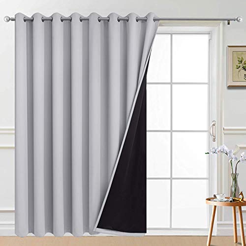 Light Grey Blackout Patio Door Curtain Panels W100 x L96 (100"W x 96"L (Pack of 1) / Light Grey)
