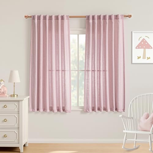 Pink Curtains for Girls Bedroom (50"W x 63"L (Pack of 2) / Light Pink)