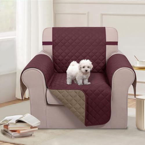 Reversible Recliner Chair Covers (Burgundy/Tan / 23''armchair)