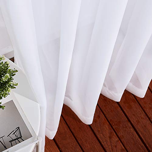 Living Room Window Curtains Sheer Textured 84" Long (White / 70"W x 84"L (Pack of 2))
