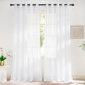 Sheer White Sliding Door Curtains for Bedroom (White / 66"W x 96"L (Pack of 2))