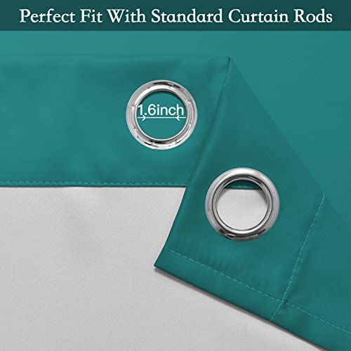 Ombre Teal to Grey White Curtains for Living Room 52Wx54L (52"W x 54"L (Pack of 2) / Teal)