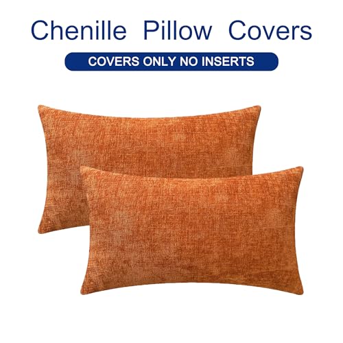 Fall Decorative Throw Pillow Covers 20 X 12 Inches Burnt Orange (20" x 12" (Pack of 2) / Burnt Orange)