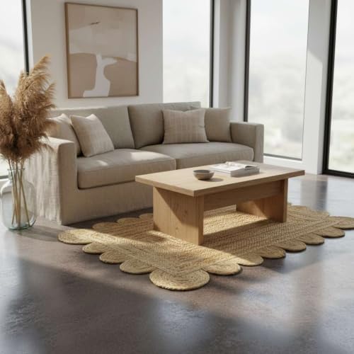 Scalloped Natural Jute Door Mat 2x3 Ft (Natural / 2' x 3' (Rectangular))