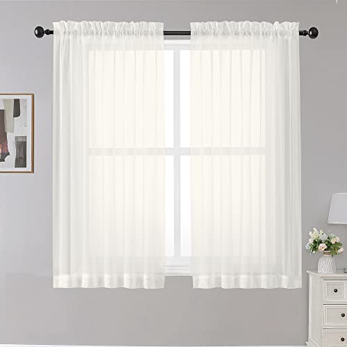 Sheer Curtains Ivory (Ivory / 42"W x 45"L (Pack of 2))