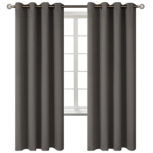 Grey Blackout Curtains for Bedroom 72 Inch Long (Grey / 52"W x 72"L (Pack of 2))