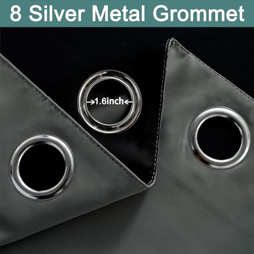 Dark Grey 100% Blackout Curtains 90 Inches Long 52" Wide 2 Panels (52"W x 90"L (Pack of 2) / Dark Grey)