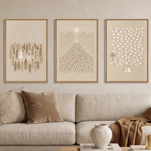 Large Jesus Christian Framed Canvas Wall Art (Boho Christian Canvas Wall Art / 24"L x 16"W)