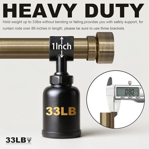 2 Pack Antique Bronze Curtain Rods for Windows 72 to 144 Inches Adjustable Heavy Duty 1" Diameter Window Curtain Rod with Solid Metal Finials for Outdoor Farmhouse Bedroom Kitchen Living Room (Antique Bronze / 16"-150"|2 Pack)