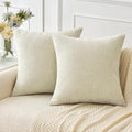 Soft Chenille Throw Pillow Covers Cream 20x20 Inch Pack of 2 (20" x 20" (Pack of 2) / Cream)