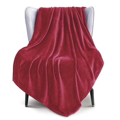 Soft Fleece Throw Blanket for Couch (Deep Red / Throw (50" x 60"))