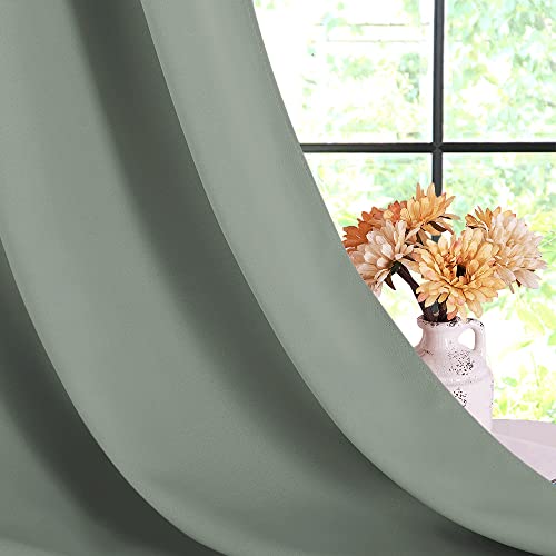 Rustic Kitchen Curtains Country Grommet for Small Windows (Greyish Green / 42"W x 36"L (Pack of 2))