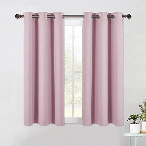 Blackout Window Curtains 60 inch Length 2 Panels (Baby Pink / 34"W x 60"L (Pack of 2))