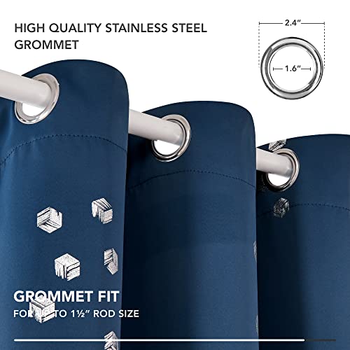 Blackout Curtains (Navy Blue/Cubic / 52"W x 95"L (Pack of 2))