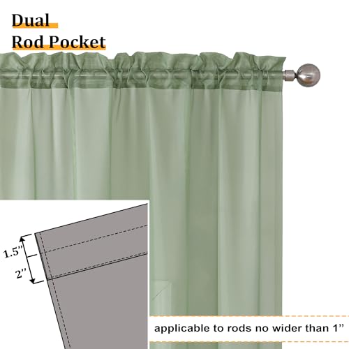 Sheer Sage Green Curtains 120 Inches Long (59"W x 120"L (Pack of 2) / Sage Green)