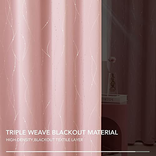 Living Room Curtains 95 Inches Long (Coral Pink/Wave Dots / 52"W x 95"L (Pack of 2))