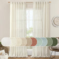 Ivory 90 Inches Long Linen Semi Sheer Curtains for Living Room (Natural / 52"W x 90"L (Pack of 2))