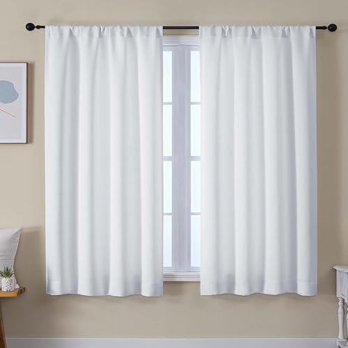 Ava Pure White Light Filtering Curtains for Bedroom 63 Inch Length 2 Panels Set (Pure White / 50"W x 63"L (Pack of 2))