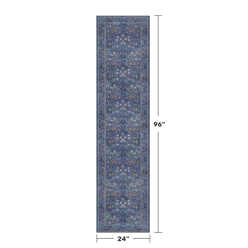 Dark Blue Washable 2x8 Runner Rugs Non Slip for Hallway (Dark Blue / 2' x 8' (Runner))