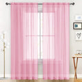 Sheer Voile Window Treatment Rod Pocket Curtain Panels for Kitchen Bedroom Living Room Drapes Sunlight Filtering Privacy Semi Home Decor Assorted (Light Pink / 52"W x 84"L (Pack of 2))