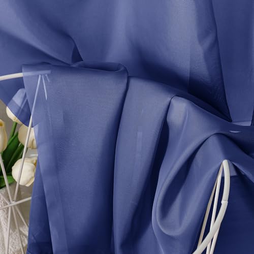 Royal Blue Sheer Curtains 84 Inches Long 2 Panels Set (40"W x 84"L (Pack of 2) / Royal Blue)