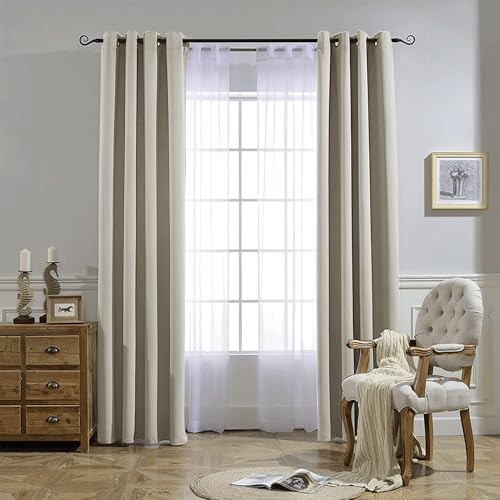 Room Darkening Window Curtains 72 inches Long (Natural / 37"W x 72"L (Pack of 2))