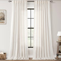 98 inch Long Linen Curtains 2 Panels for Living Room Back Tab Cream Ivory Light Filtering Semi Sheer Curtain 98 inches Long Boho Farmhouse Rustic Linen Drapes Floor to Ceiling Length 8 FT (Natural / 52"W x 98"L (Pack of 2))