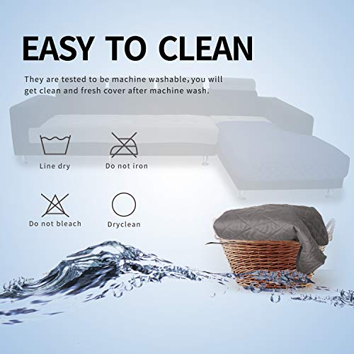 Sectional Couch Covers for Dogs L Shape Sofa Cover Reversible Sofa Slipcover Chaise Lounge Cover Furniture Protector Cover for Pets Dog Cat (42" x 68" / Gray/Gray)