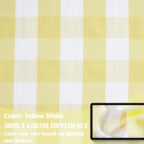95 Inch Yellow White Buffalo Plaid Semi Sheer Curtains (Yellow/White / 52"W x 95"L (Pack of 2))