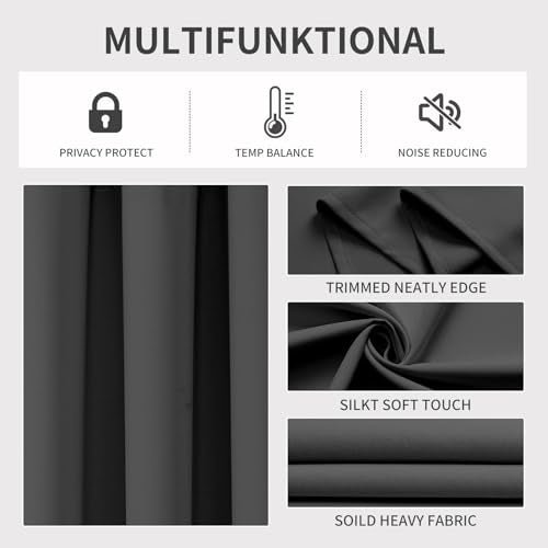 120 inches Long Blackout Curtains 2 Panels Set (Grey / 52"W x 120"L (Pack of 2))