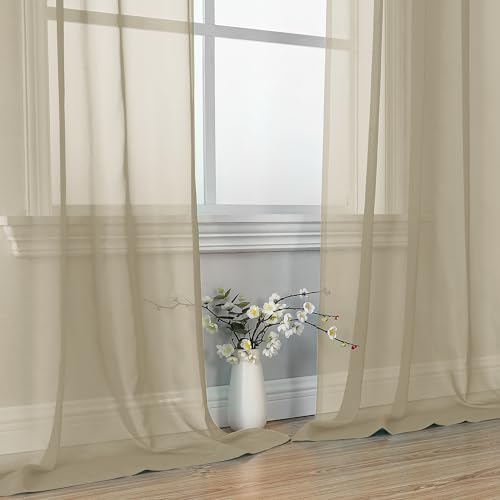 Taupe Sheer Curtains 84 Inches Long 2 Panels (Taupe / 42"W x 84"L (Pack of 2))