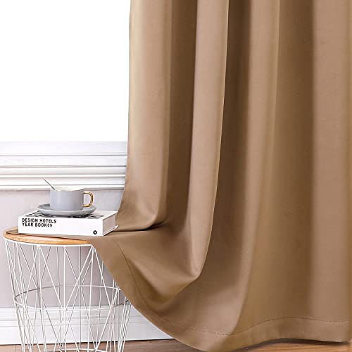100% Blackout Curtains for Bedroom 63 Inches Long 2 Panels Set (38"W x 63"L (Pack of 2) / Cappuccino)