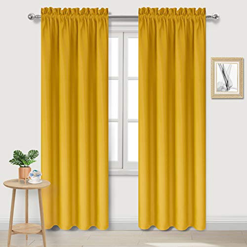 Blackout Curtains for Bedroom Living Room 38 x 72 Inch Long Yellow (Yellow / 38"W x 72"L (Pack of 2))