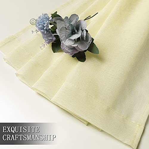 Sheer Curtain Linen Textured Living Room Curtains Sheer Light Filtering Rod Pocket Voile Curtain for Bedroom (54"W x 72"L (Pack of 2) / Transparent Yellow)